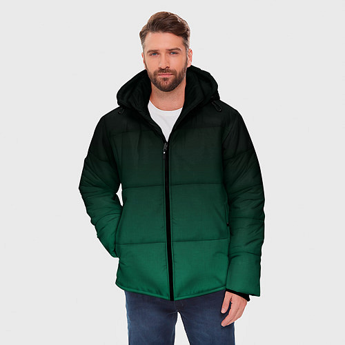 Мужская зимняя куртка Черный и бирюзово - зеленый, текстурированный под / 3D-Черный – фото 3