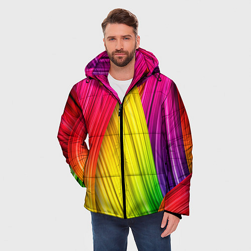 Мужская зимняя куртка Multicolored ribbons / 3D-Черный – фото 3