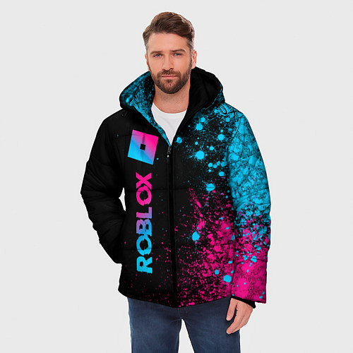 Мужская зимняя куртка Roblox - neon gradient: по-вертикали / 3D-Черный – фото 3