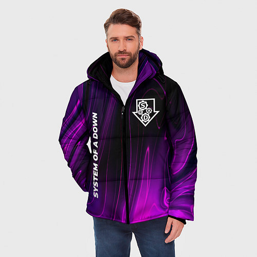 Мужская зимняя куртка System of a Down violet plasma / 3D-Черный – фото 3