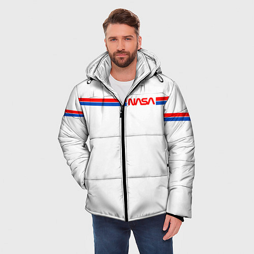 Мужская зимняя куртка Nasa - полосы / 3D-Черный – фото 3