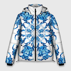Куртка зимняя мужская Гжель синий цветок, цвет: 3D-черный