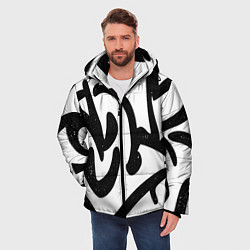 Куртка зимняя мужская Хаотичные узоры в стиле граффити, цвет: 3D-светло-серый — фото 2