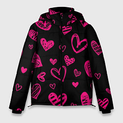 Куртка зимняя мужская Розовые сердца, цвет: 3D-красный