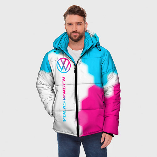 Мужская зимняя куртка Volkswagen neon gradient style: по-вертикали / 3D-Черный – фото 3