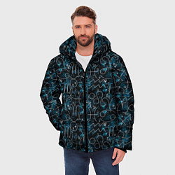 Куртка зимняя мужская Знаки зодиака и звезды на сине- черном фоне, цвет: 3D-черный — фото 2