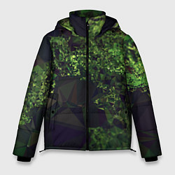 Куртка зимняя мужская Полигональные фоны зеленые, цвет: 3D-красный