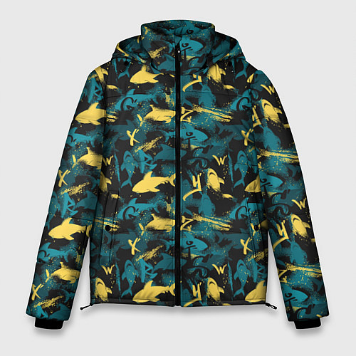 Мужская зимняя куртка Акулы разноцветные / 3D-Светло-серый – фото 1