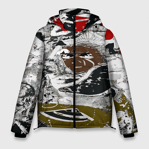 Мужская зимняя куртка Абстракция мазки цветной краски графика / 3D-Светло-серый – фото 1