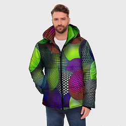 Куртка зимняя мужская Трехмерные разноцветные шары, цвет: 3D-черный — фото 2