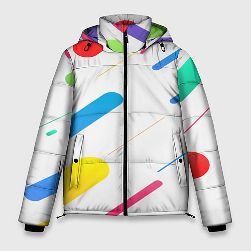 Мужская зимняя куртка Разноцветные круги и полосы / 3D-Светло-серый – фото 1