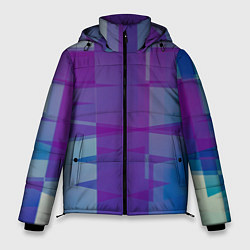 Куртка зимняя мужская Геометрические объёмные фиолетовые кубы, цвет: 3D-светло-серый
