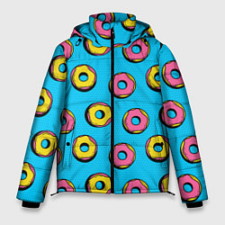 Куртка зимняя мужская Желтые и розовые пончики, цвет: 3D-черный