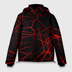 Мужская зимняя куртка Красные линии на черном фоне