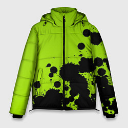 Куртка зимняя мужская Чёрные кляксы на зелёном фоне, цвет: 3D-черный