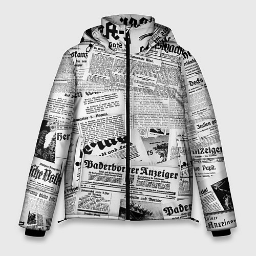 Мужская зимняя куртка Газетный коллаж / 3D-Красный – фото 1