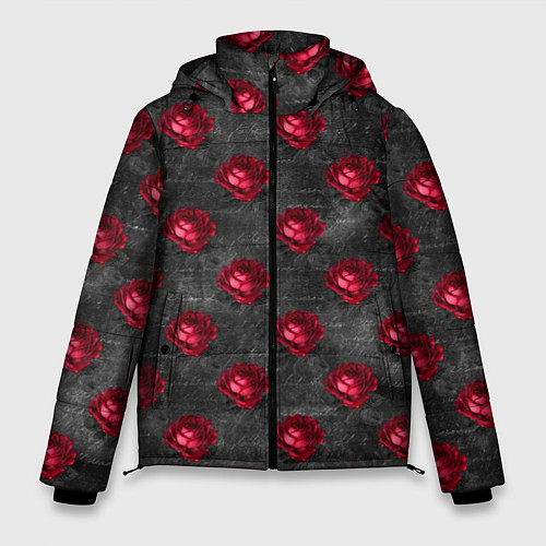 Мужская зимняя куртка Красные бутоны цветов / 3D-Красный – фото 1
