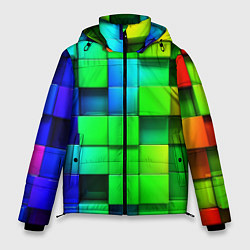 Мужская зимняя куртка Цветные неоновые кубы