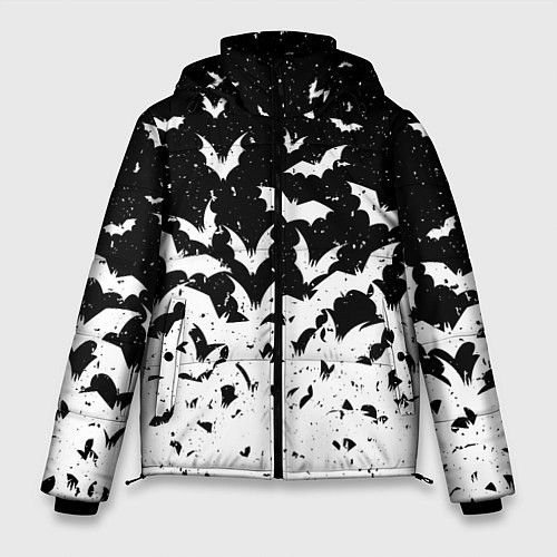 Мужская зимняя куртка Black and white bat pattern / 3D-Светло-серый – фото 1