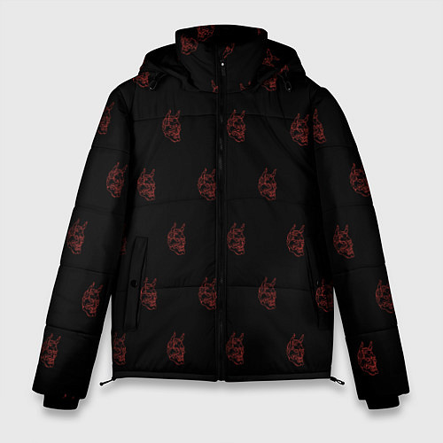 Мужская зимняя куртка Маска японского демона / 3D-Красный – фото 1