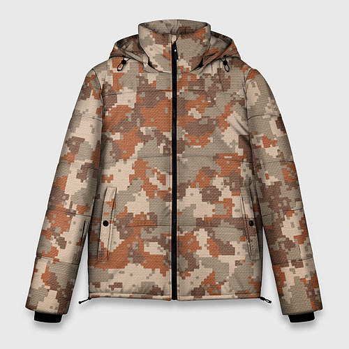 Мужская зимняя куртка Цифровой камуфляж - серо-коричневый / 3D-Красный – фото 1