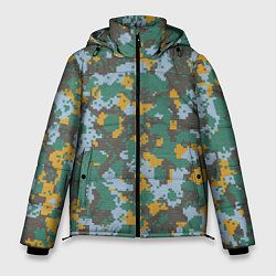 Мужская зимняя куртка Цифровой камуфляж - зелено-голубой