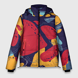 Куртка зимняя мужская Красное абстрактное пятно, цвет: 3D-светло-серый
