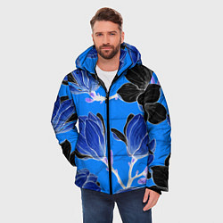 Куртка зимняя мужская Растительная композиция - минимализм, цвет: 3D-красный — фото 2