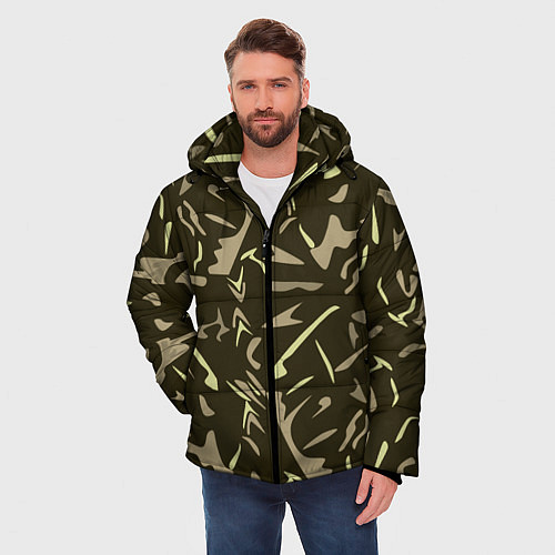 Мужская зимняя куртка Камуфляж абстракт милитари хаки / 3D-Черный – фото 3