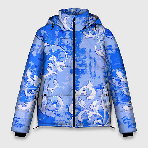 Мужская зимняя куртка Растительный орнамент - паттерн / 3D-Красный – фото 1