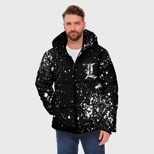 Мужская зимняя куртка Тетрадь смерти брызги / 3D-Черный – фото 3