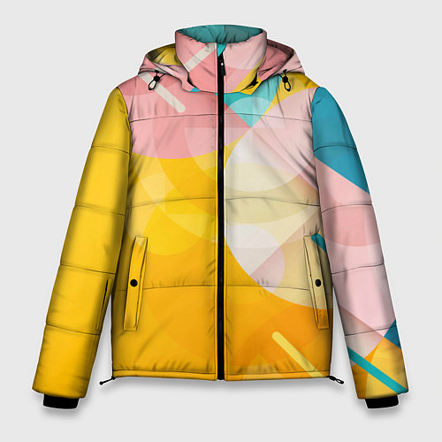 Мужская зимняя куртка Геометрическая абстракция в солнечных тонах / 3D-Светло-серый – фото 1