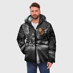 Куртка зимняя мужская Порше - зимняя дорога, цвет: 3D-красный — фото 2