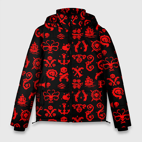 Мужская зимняя куртка Sea of thieves узор / 3D-Красный – фото 1