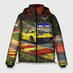 Куртка зимняя мужская Chevrolet Corvette на гоночной трассе, цвет: 3D-красный