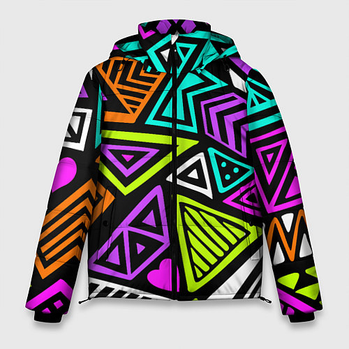 Мужская зимняя куртка Abstract geometric shapes / 3D-Светло-серый – фото 1