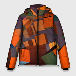 Мужская зимняя куртка Множество оранжевых кубов и фигур