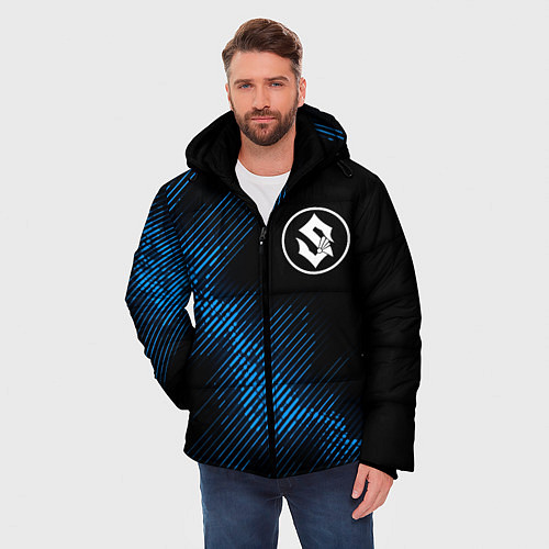 Мужская зимняя куртка Sabaton звуковая волна / 3D-Черный – фото 3
