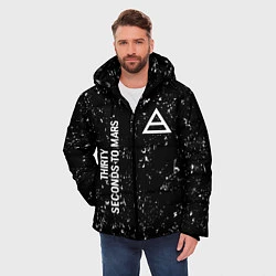 Куртка зимняя мужская Thirty Seconds to Mars glitch на темном фоне: надп, цвет: 3D-черный — фото 2