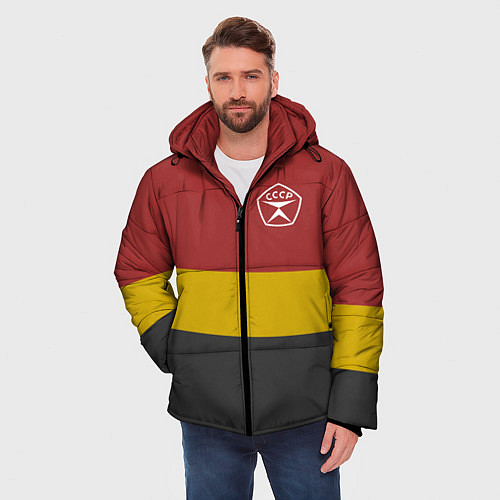 Мужская зимняя куртка СССР знак качества цветные полосы / 3D-Светло-серый – фото 3