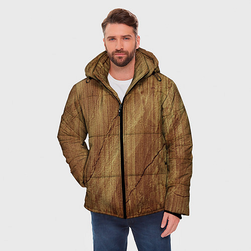 Мужская зимняя куртка Деревянная текстура / 3D-Черный – фото 3