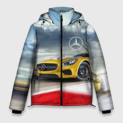 Куртка зимняя мужская Mercedes AMG V8 Biturbo на трассе, цвет: 3D-красный