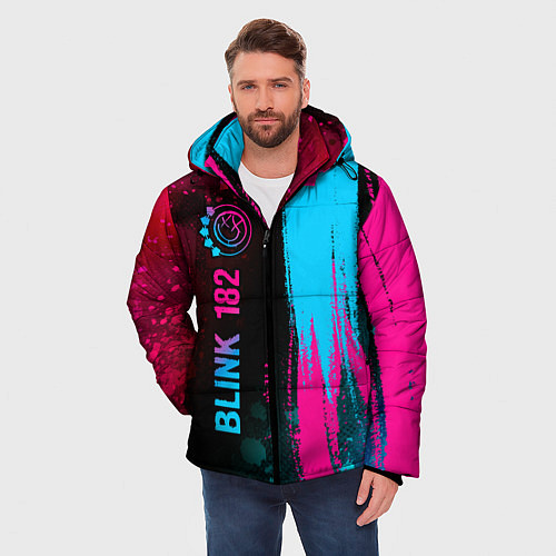 Мужская зимняя куртка Blink 182 - neon gradient: по-вертикали / 3D-Черный – фото 3