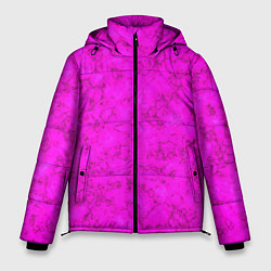 Куртка зимняя мужская Розовый яркий неоновый узор с мраморной текстурой, цвет: 3D-красный