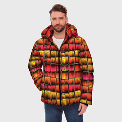Куртка зимняя мужская Неоновый геометрический узор, цвет: 3D-черный — фото 2