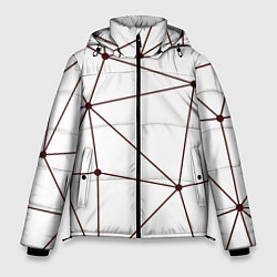 Куртка зимняя мужская Геометрические линии на белом фоне, цвет: 3D-красный