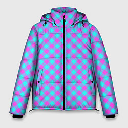 Мужская зимняя куртка Фиолетовые и голубые квадратики