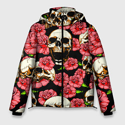 Куртка зимняя мужская Черепа и розы, цвет: 3D-черный