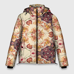 Куртка зимняя мужская Цветы абстрактные розы, цвет: 3D-красный