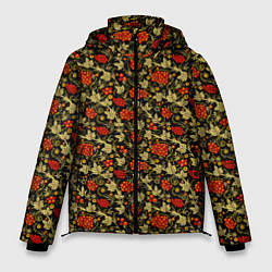Мужская зимняя куртка Хохлома - красные ягоды